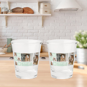 Modernes Minze Collage Foto Vater Bestes Geschenk Schnapsglas