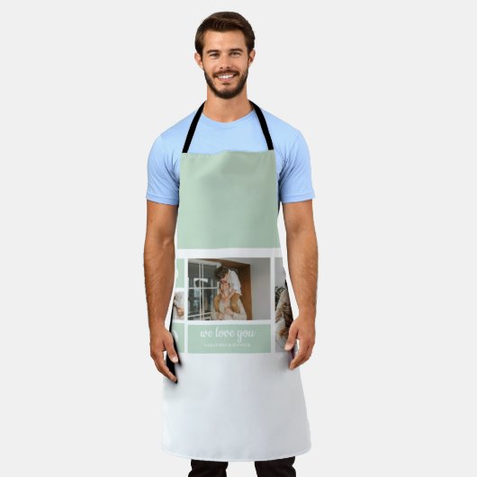 Modernes Minze Collage Foto Vater Bestes Geschenk Schürze (Getragen)
