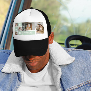 Modernes Minze Collage Foto Vater Bestes Geschenk Truckerkappe