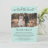 Modernes Minze Hochzeitselopement bindet das Knote Ankündigung (Stehend Vorderseite)