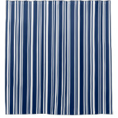Modernes Mischindigo und weiße Streifen Duschvorhang (Vorderseite)