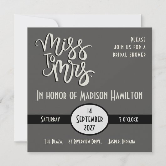 Modernes Miss an Mrs Fun Inspirivity Brautparty Einladung (Vorderseite)