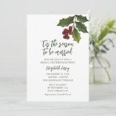 Modernes Mistletoe-Brautparty | Christmas Holly Einladung (Stehend Vorderseite)