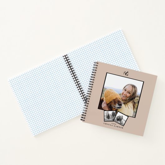 Modernes Mit Monogramm 3-Foto-Notebook Notizblock (Innenseite)