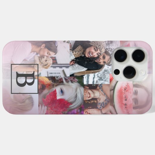 Modernes Mit Monogramm 6 Fotomaterial Rosa Case-Mate iPhone Hülle (Rückseite (Horizontal))