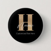 Modernes Mit Monogramm Anfangs-H & Name Personalis Button (Vorderseite)