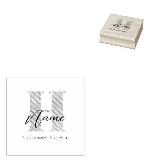 Modernes Mit Monogramm Anfangs-H & Name Personalis Gummistempel (Stempel)