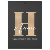 Modernes Mit Monogramm Anfangs-H & Name Personalis Klemmbrett (Rückseite)