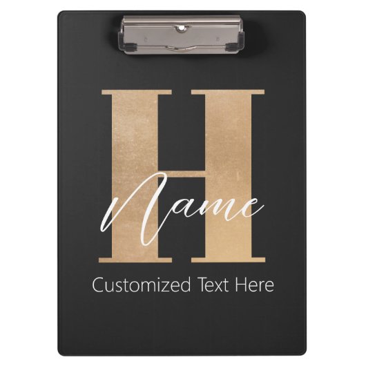 Modernes Mit Monogramm Anfangs-H & Name Personalis Klemmbrett (Vorderseite)