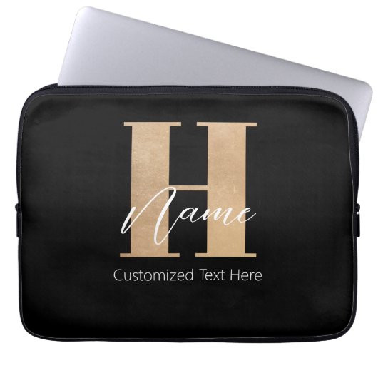 Modernes Mit Monogramm Anfangs-H & Name Personalis Laptopschutzhülle (Vorderseite)