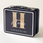 Modernes Mit Monogramm Anfangs-H & Name Personalis Metall Brotdose (Rückseite)