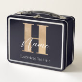 Modernes Mit Monogramm Anfangs-H & Name Personalis Metall Brotdose (Vorderseite)