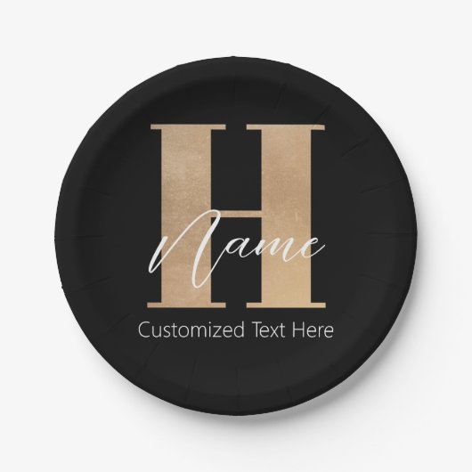 Modernes Mit Monogramm Anfangs-H & Name Personalis Pappteller (Vorderseite)