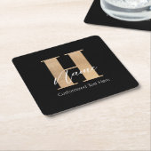 Modernes Mit Monogramm Anfangs-H & Name Personalis Rechteckiger Pappuntersetzer (angewinkelt)