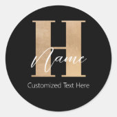 Modernes Mit Monogramm Anfangs-H & Name Personalis Runder Aufkleber (Vorderseite)