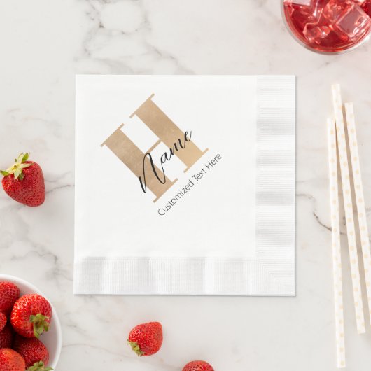 Modernes Mit Monogramm Anfangs-H & Name Personalis Serviette (Beispiel)