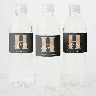 Modernes Mit Monogramm Anfangs-H & Name Personalis Wasserflaschenetikett
