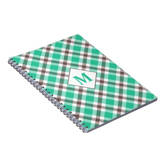 Modernes Mit Monogramm Aquamarines Green Kariert T Notizblock (Rechte Seite)