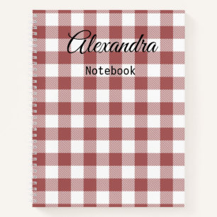 Modernes mit Monogramm Bauernhaus in Tartan rot Notizblock