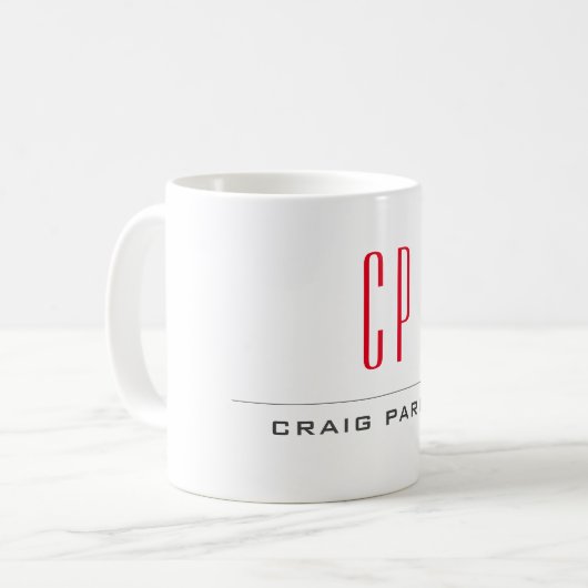 Modernes Mit Monogramm Berufliches Einfaches Kaffeetasse (Vorderseite Links)