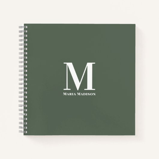 Modernes Mit Monogramm Berufliches Sage Green Notizblock (Vorderseite)