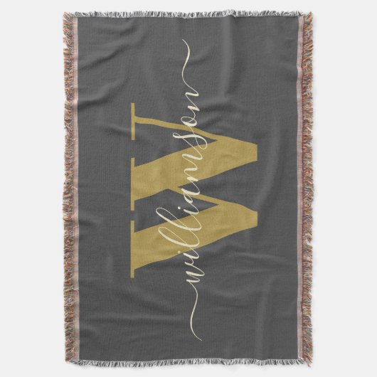 Modernes Mit Monogramm Black Gold Decke (Vorderseite Vertikal)