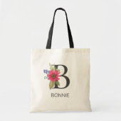 Modernes Mit Monogramm Blumenschreiben B Tragetasche (Vorne)