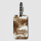 Modernes Mit Monogramm Cowhide-Muster mit Fake Gli Gepäckanhänger (Vorderseite Vertikal)