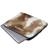 Modernes Mit Monogramm Cowhide-Muster mit Fake Gli Laptopschutzhülle (Vorne Knopf)