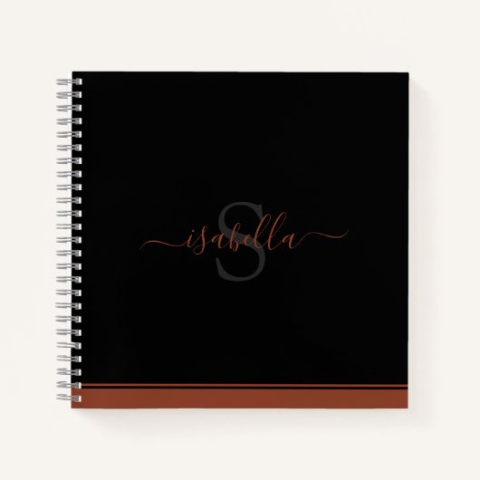 Modernes Mit Monogramm Elegantes Rost Notizblock (Vorderseite)