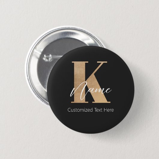 Modernes Mit Monogramm erstes K & Name Personalisi Button (Vorne & Hinten)