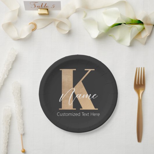 Modernes Mit Monogramm erstes K & Name Personalisi Pappteller (Hochzeit)