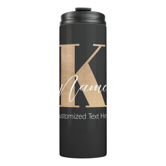 Modernes Mit Monogramm erstes K & Name Personalisi Thermosbecher (Vorderseite)