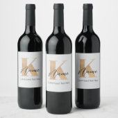 Modernes Mit Monogramm erstes K & Name Personalisi Weinetikett (Flaschen)