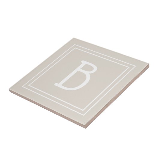 Modernes Mit Monogramm erstes Template Tan Brown Fliese (Seite)