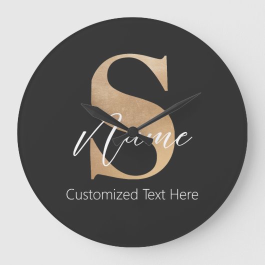 Modernes Mit Monogramm Erstklassiges S & Name Pers Große Wanduhr (Vorderseite)