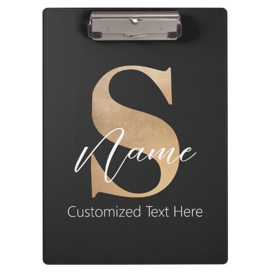 Modernes Mit Monogramm Erstklassiges S & Name Pers Klemmbrett (Vorderseite)