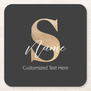 Modernes Mit Monogramm Erstklassiges S & Name Pers Rechteckiger Pappuntersetzer