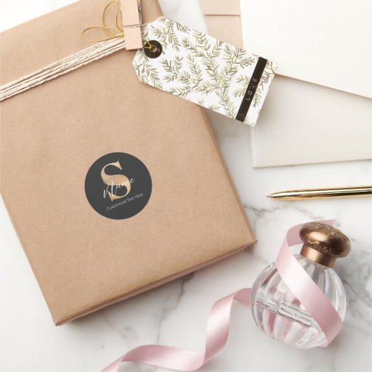 Modernes Mit Monogramm Erstklassiges S & Name Pers Runder Aufkleber (Schenken)