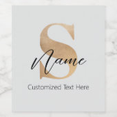 Modernes Mit Monogramm Erstklassiges S & Name Pers Weinetikett (Einzelnes Label)