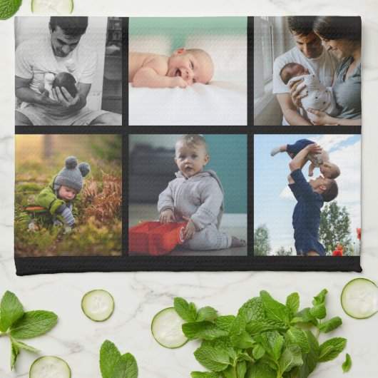 Modernes mit Monogramm Foto-Collage Instragram sch Geschirrtuch (Gefaltet)