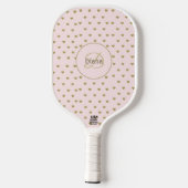 Modernes Mit Monogramm Girly Pink mit Name Pickleball Schläger (Rückseite)