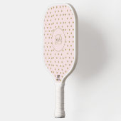 Modernes Mit Monogramm Girly Pink mit Name Pickleball Schläger (Links)