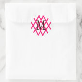 Modernes Mit Monogramm Gitter in Rosa Runder Aufkleber (Tasche)