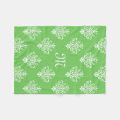 Modernes, Mit Monogramm-helles Green Damask Muster Fleecedecke (Vorderseite (Horizontal))