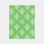 Modernes, Mit Monogramm-helles Green Damask Muster Fleecedecke (Vorderseite)