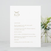 Modernes Mit Monogramm Hochzeitsmenü in Schwarz un Menükarte (Stehend Vorderseite)