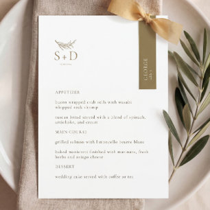 Modernes Mit Monogramm Hochzeitsmenü in Schwarz un Menükarte