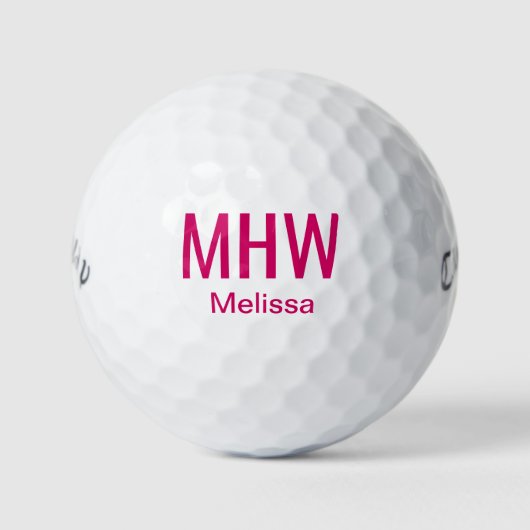 Modernes Mit Monogramm Hot Pink Golfball (Vorderseite)