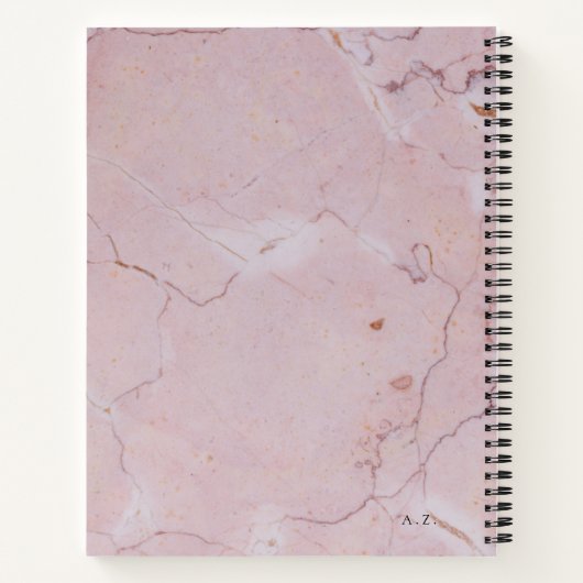 Modernes Mit Monogramm Journal mit rosa Marmorverk Notizblock (Rückseite)
